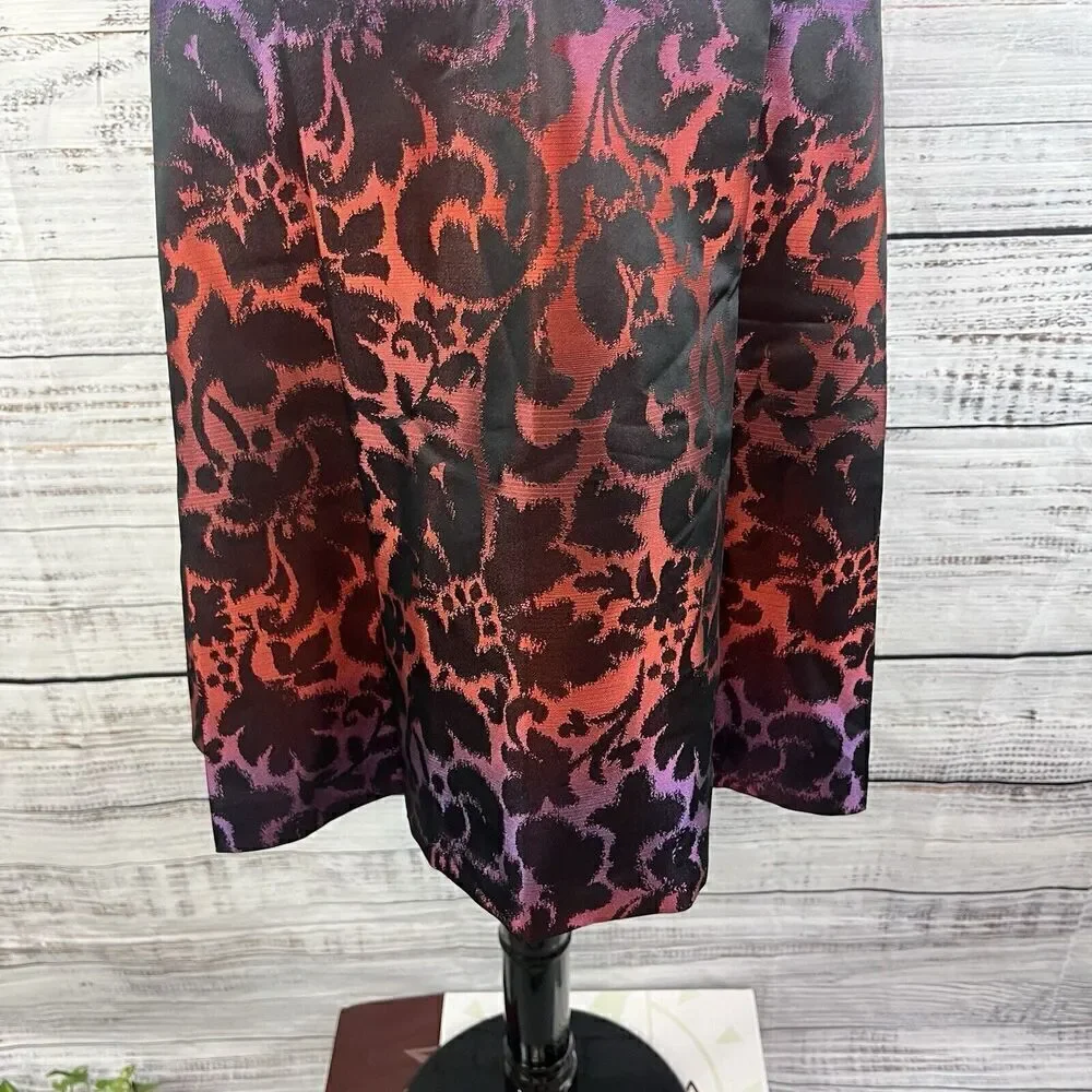 Lane Bryant Skirt size 16 Red Purple Floral Satin Knee Pleated Wedding Church